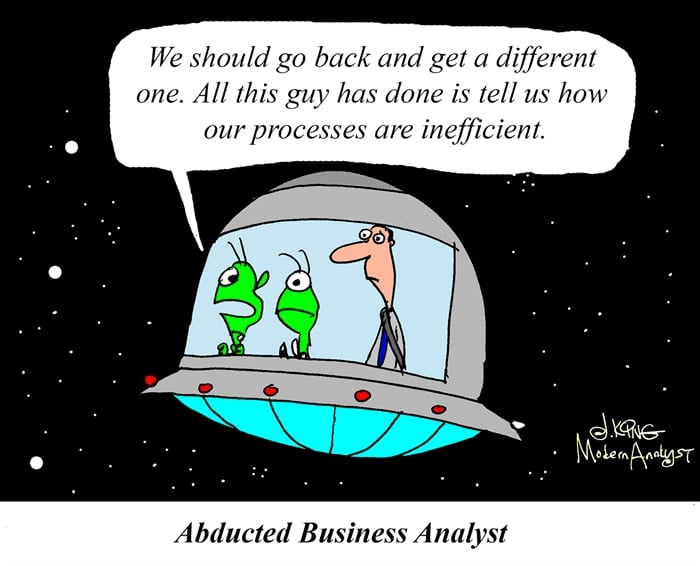Humor - Cartoon: Abducted Business Analyst